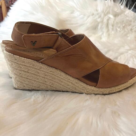 Vionic Zamar Tan Leather Espadrille Wedge Size 10 - Picture 4 of 7